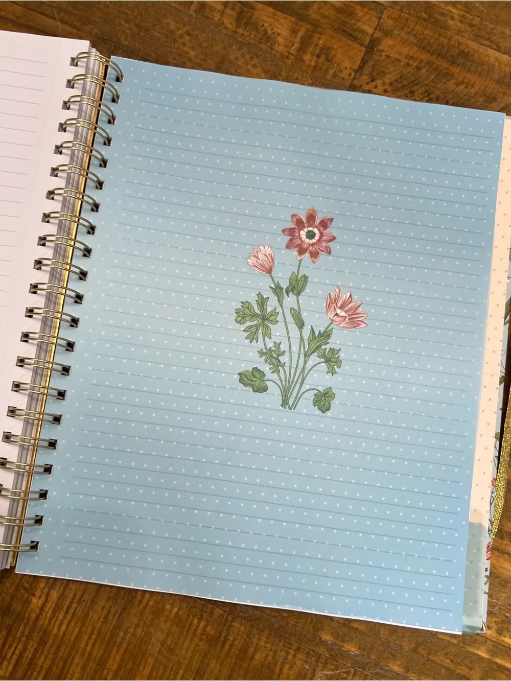Floral Blue Hardcover Notebook with Gold Elastic: Deluxe Notebook Bundle